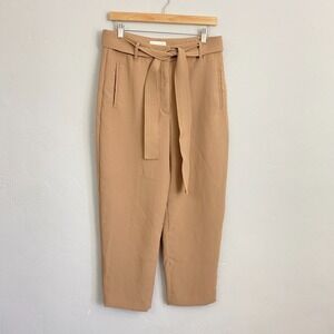 Wilfred Aritzia Pants Women Size 12 Light Brown Tie Front High Waist Crop